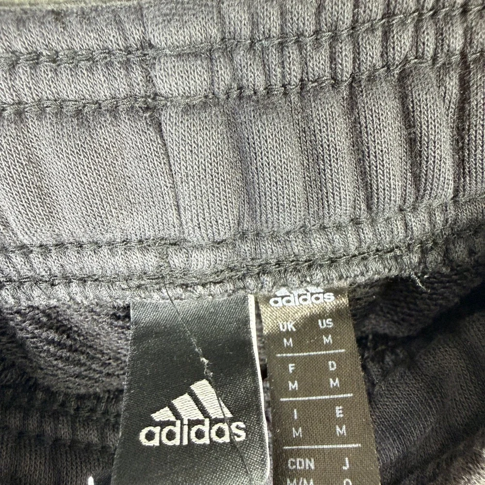Adidas Jogger Sweatpants Mens Medium Black Logo Elastic Waist Gym Athleisure